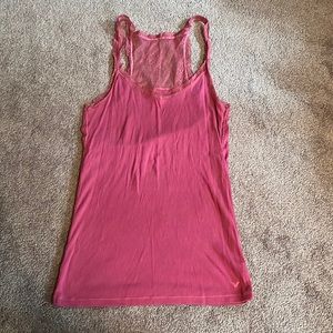 fuchsia AE tank top with lace detail